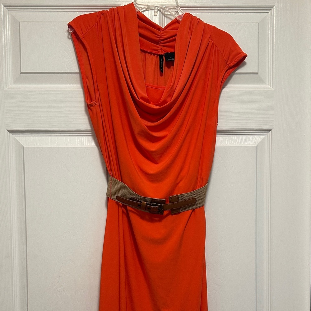 New Directions Vibrant Orange Midi Dress